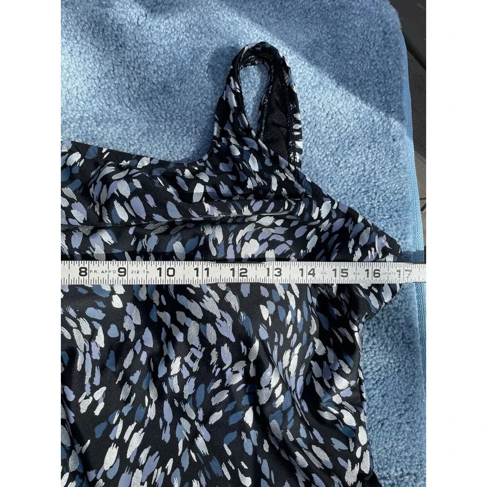 One Piece Swimsuit Sz 14 High Neck Tummy Control Shimmer Print Black Blue Resort